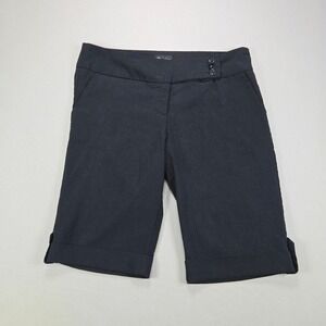 Selections Bermuda Shorts Cuffed Stretch Dressy Solid Black Womens Size M 8086C